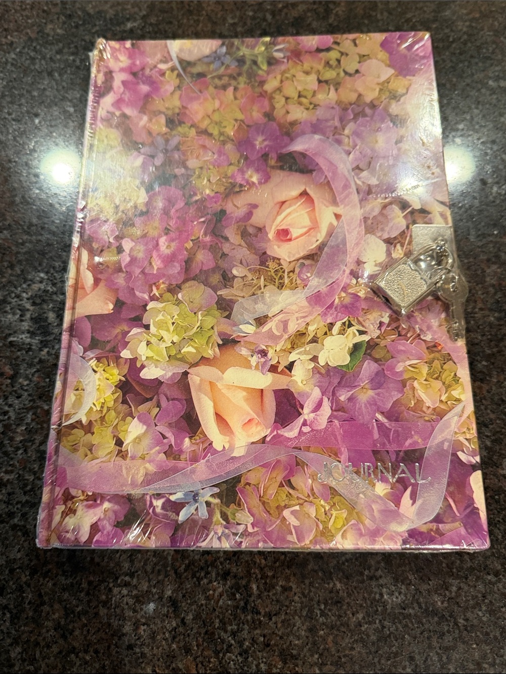 New Hardcover Lovely Floral Design Bound Journal Diary with Gold Lock and Keys.